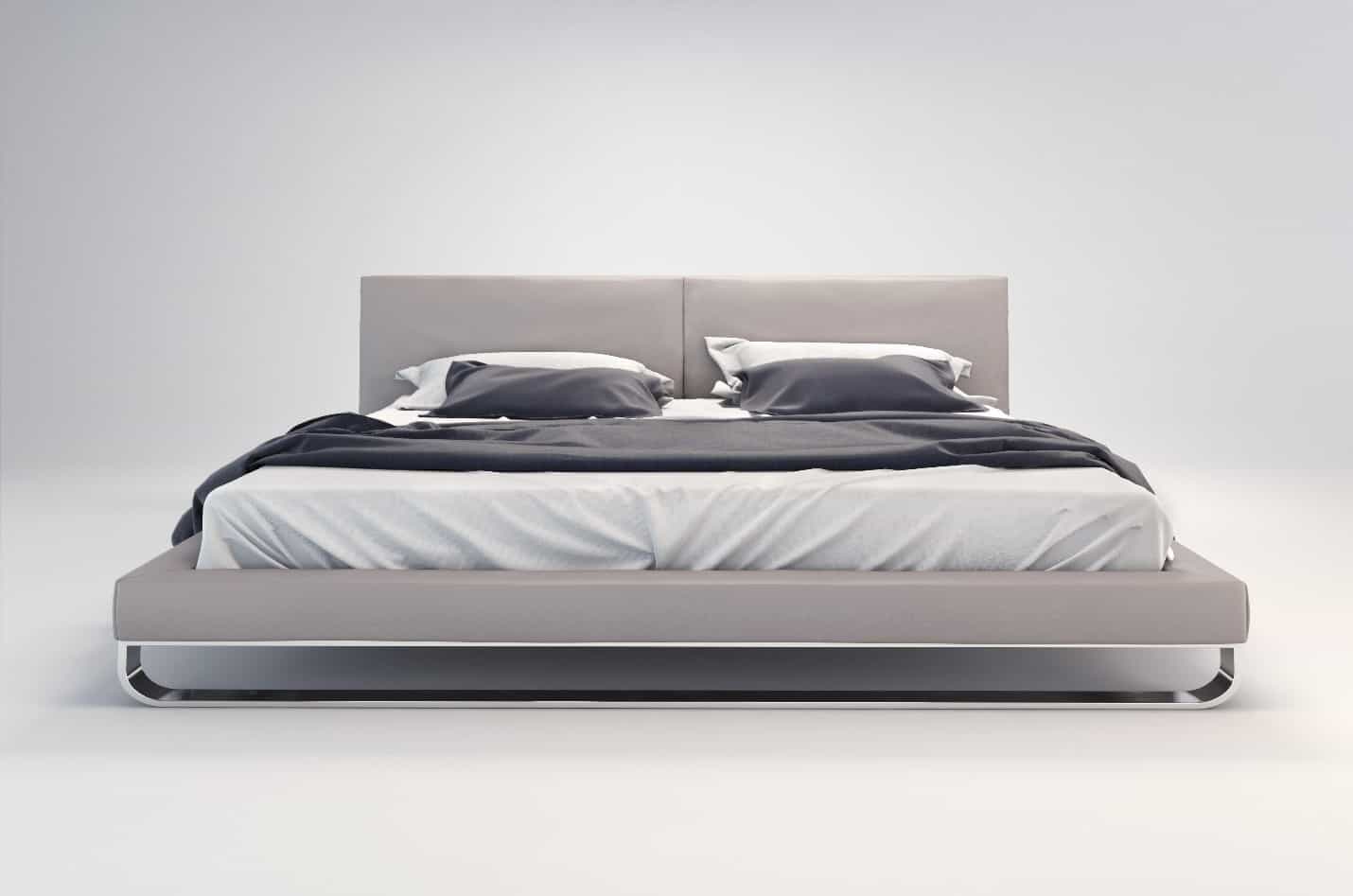 Low profile platform bed with headboard