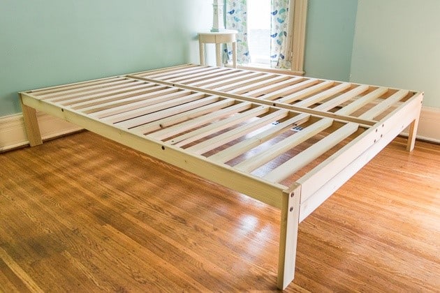 Platform bed frame with slats