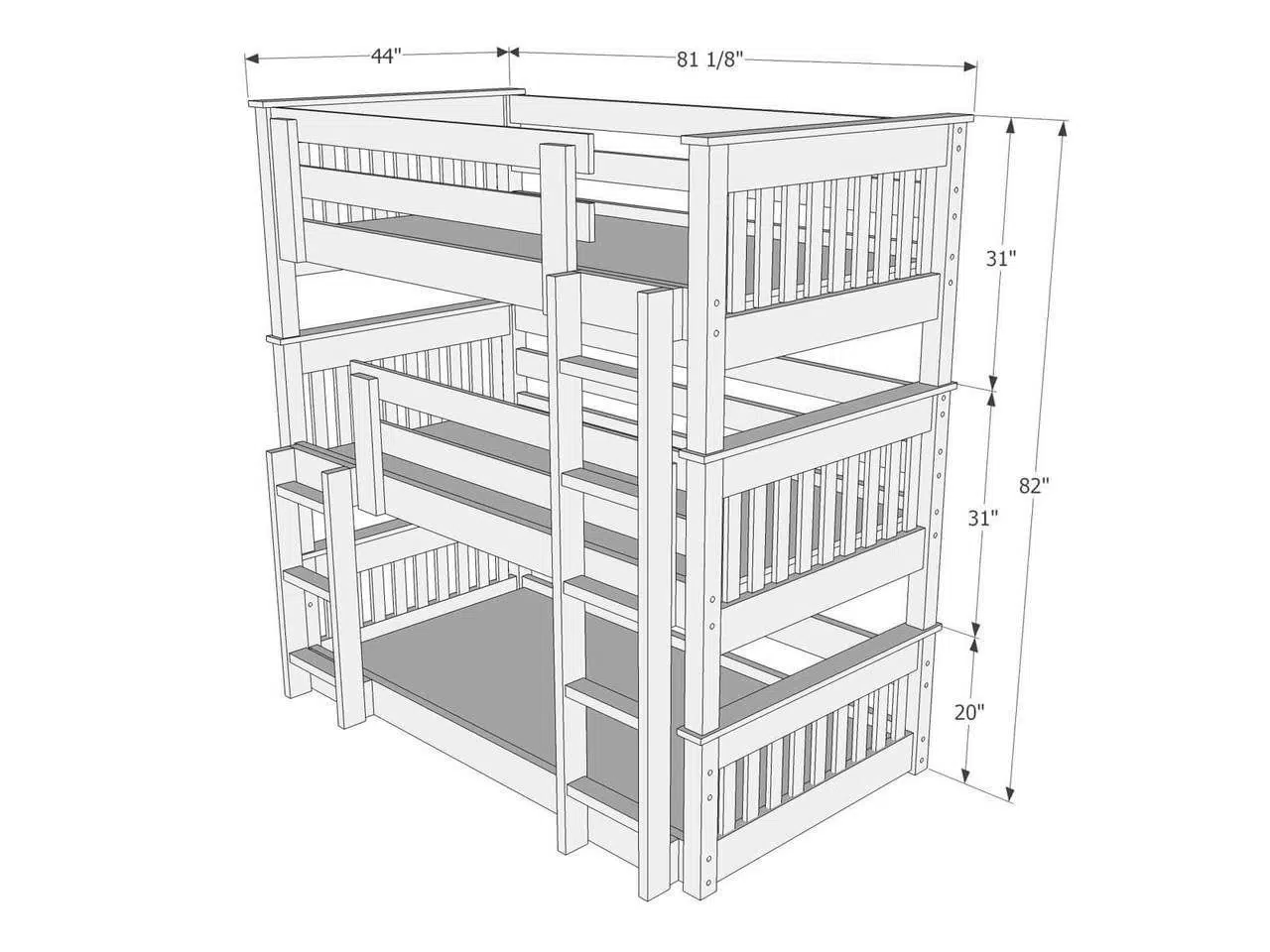 Bunk Beds Shorty Bed Height, Bunk Bed Measurements Height