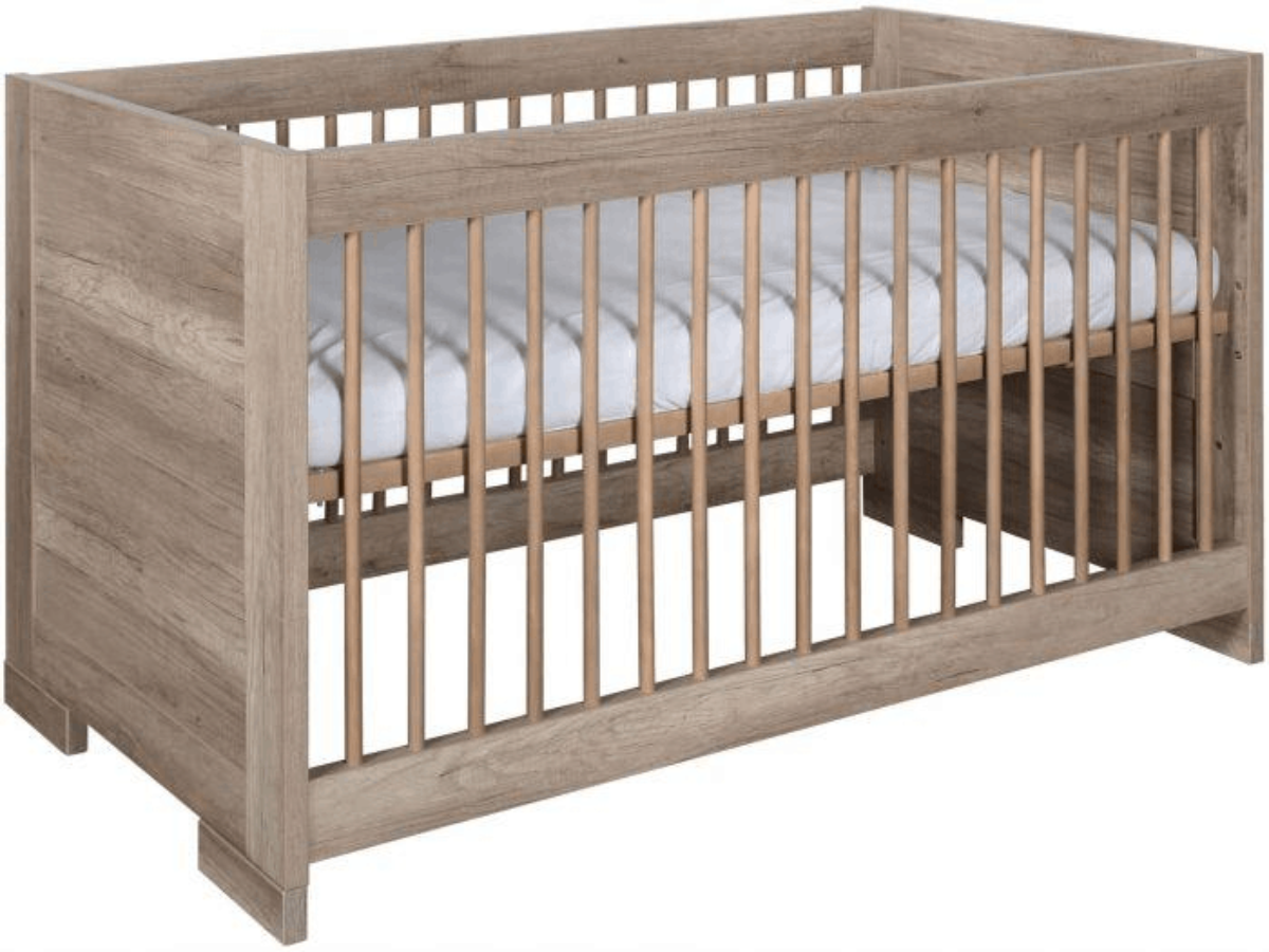 white wooden cot bed