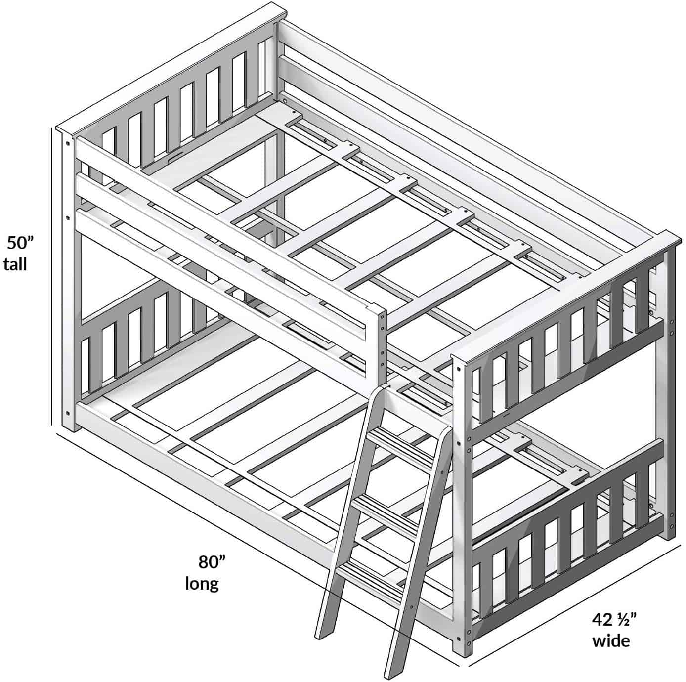 twin over full bunk bed measurements