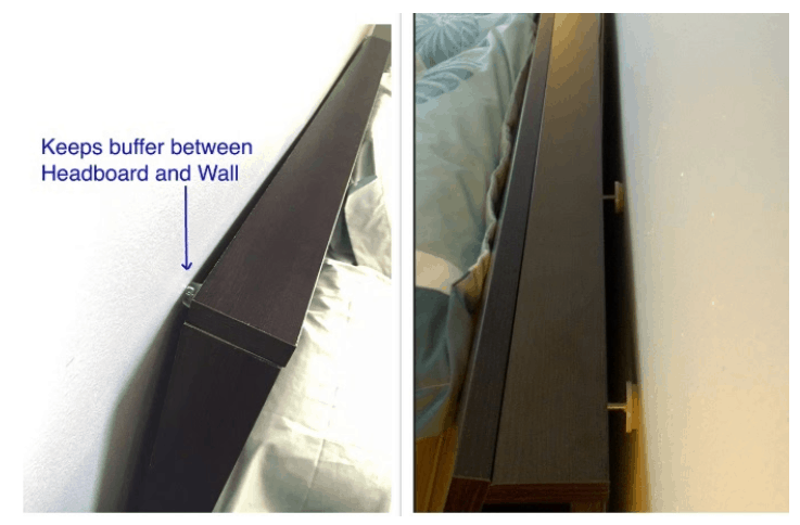 To stop your headboard from banging against the wall add rubber bumpers