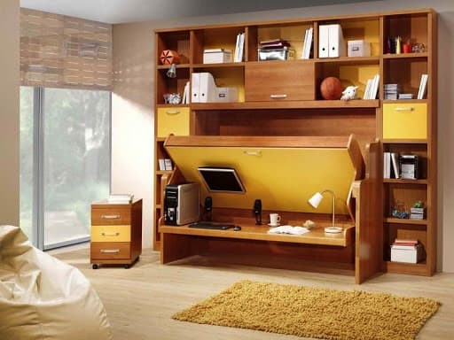 Multifunctional murphy beds with sofas.