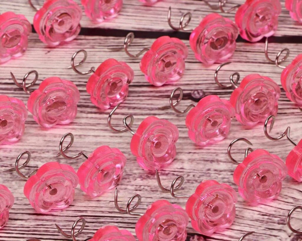 Twist pins can come in clear or decorative styles and its easy to use these bed skirt pins.