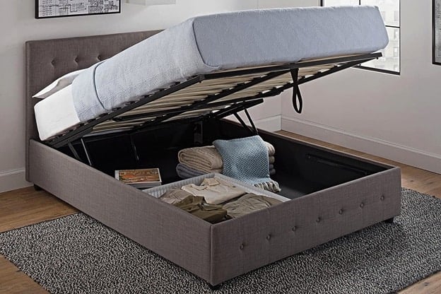 Bed lifts can be installed to add storage space under a sleigh bed