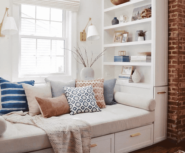 Bookcase bed and couch combination nook!