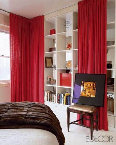 Curtains are a fast and easy way to cover clutter when necessary, but leave the space easily accessible.