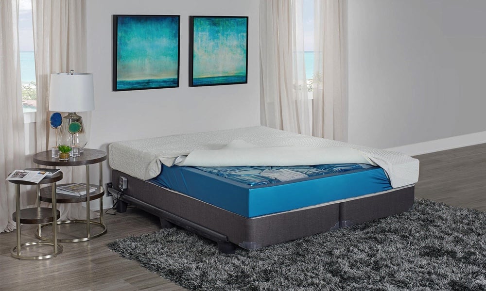 This waterbed contours to the body and helps to regulate temperature allowing for a great night's sleep. Waterbed costs for this design can vary based on the features that are purchased.