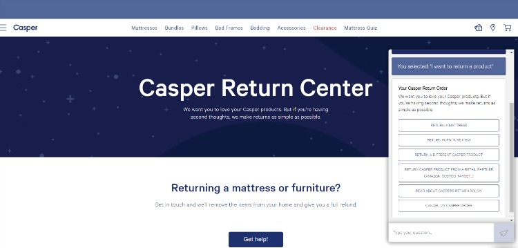 how do i return a casper mattress
