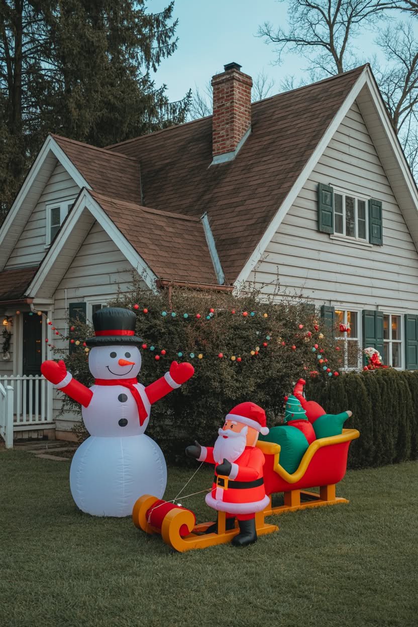 outdoor christmas tree decorated with rope garland starfish shells and blue ornaments next to beach house door