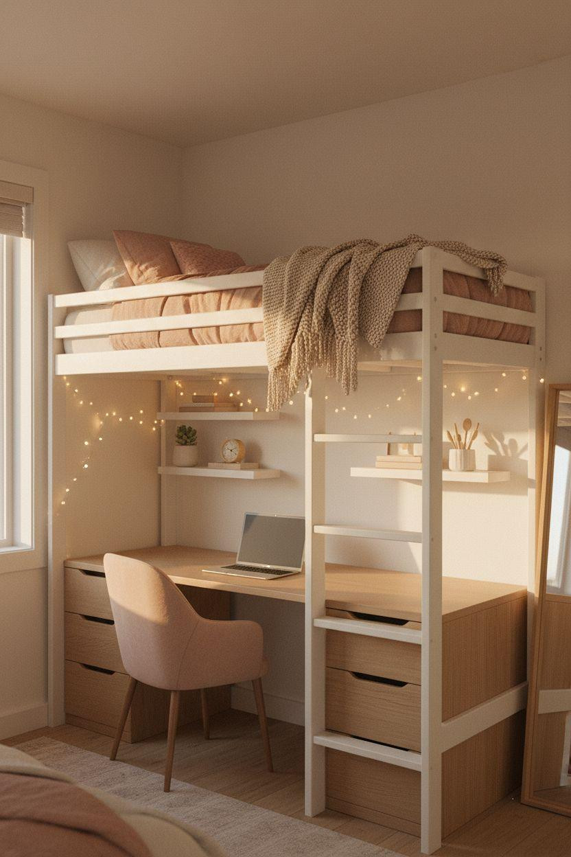 Bloxburg Bedroom Ideas - small lofted bedroom layout