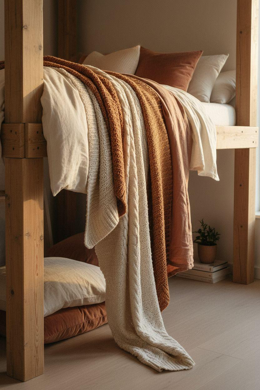 Loft Bed Decorating Ideas - loft bed with luxurious layered textiles cascading