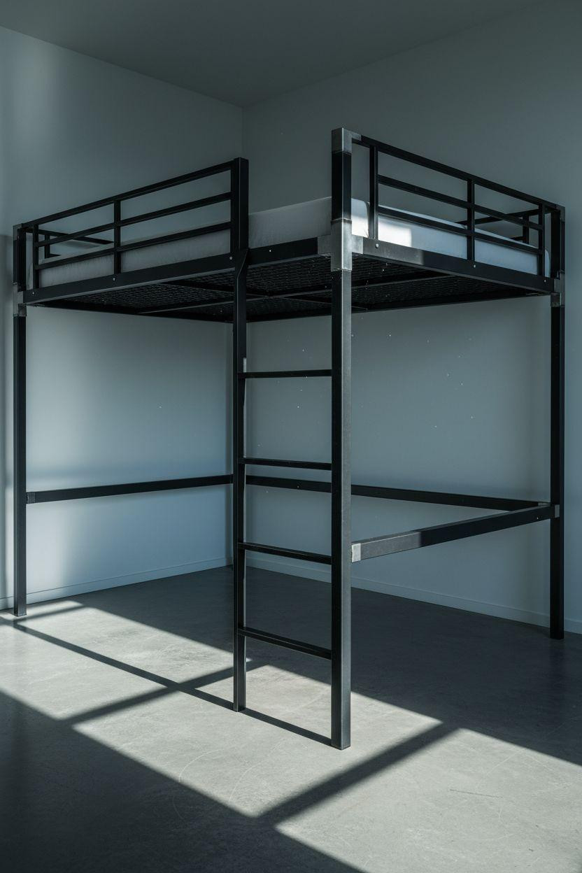 modern loft bed Ideas - powder-coated black steel