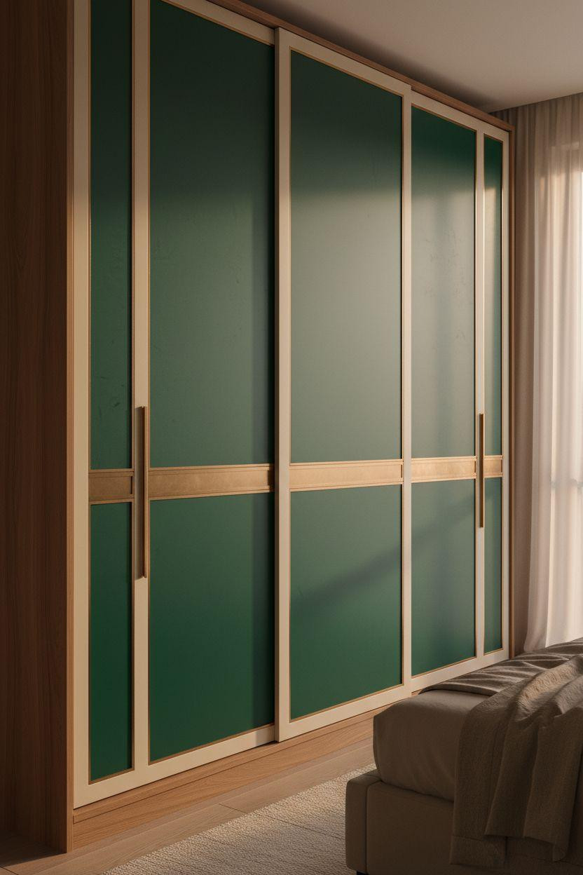 Sliding Wardrobe Design Bedroom Ideas - emerald green wardrobe panels