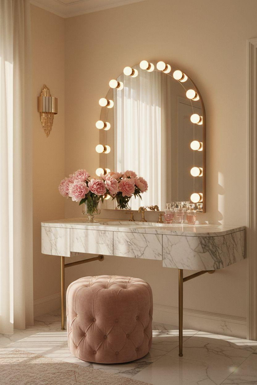 Vanity Ideas Bedroom - Italian Carrara marble vanity sanctuary