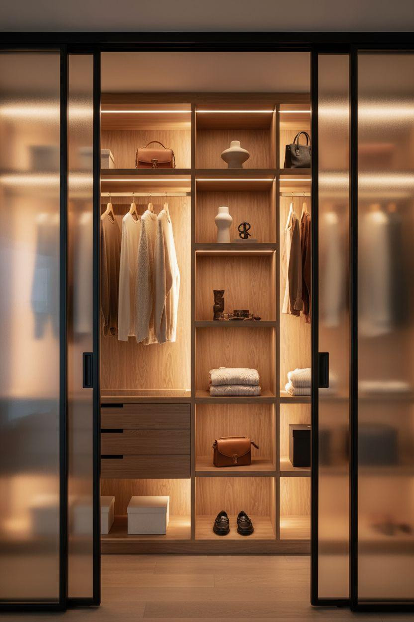 Sliding Wardrobe Design Bedroom Ideas - walk in closet with glass doors