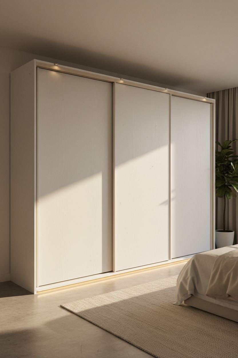 Sliding Wardrobe Design Bedroom Ideas - pristine white handleless panels