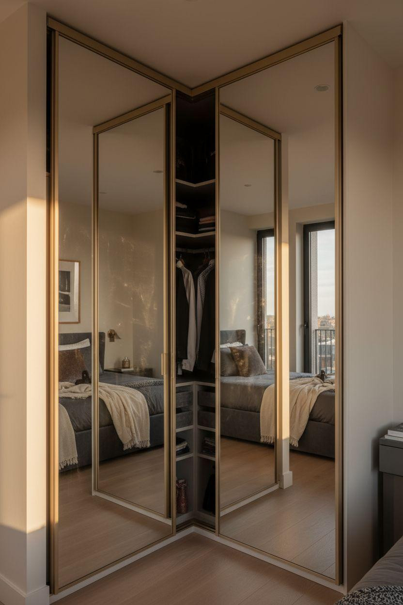 Sliding Wardrobe Design Bedroom Ideas - frameless mirrored panels