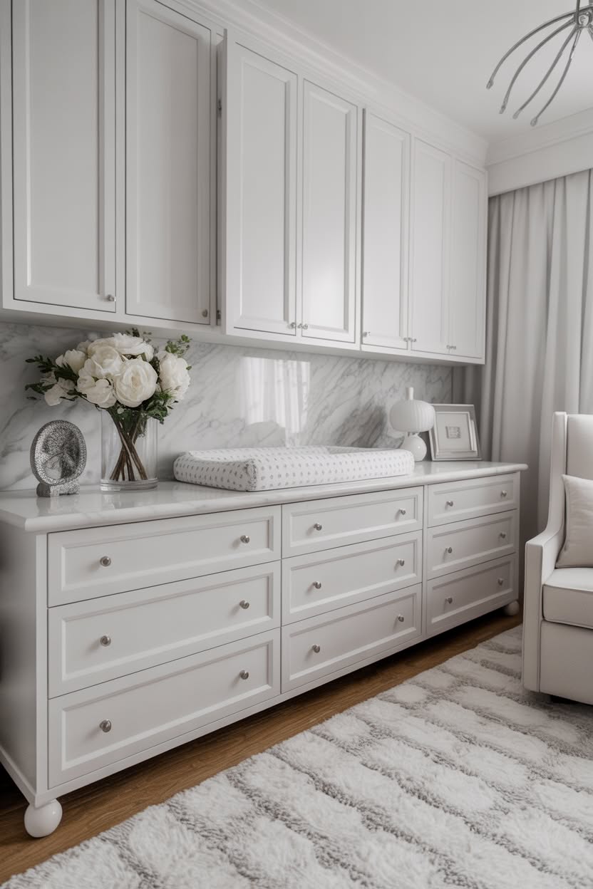 modern baby room with teal channel tufted accent wall brass sconces upholstered bed and layered bedding