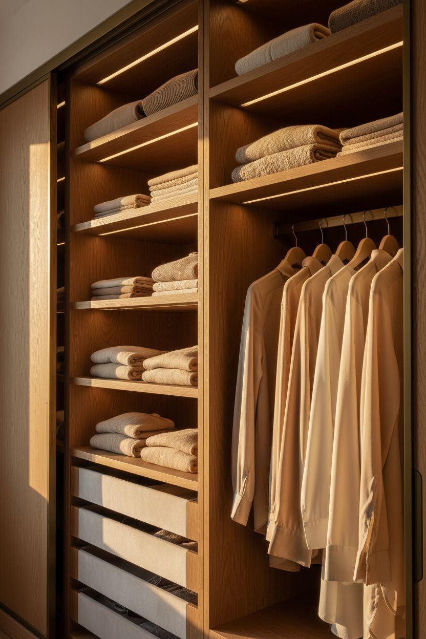 Sliding Wardrobe Design Bedroom Ideas - organized internal shelving system