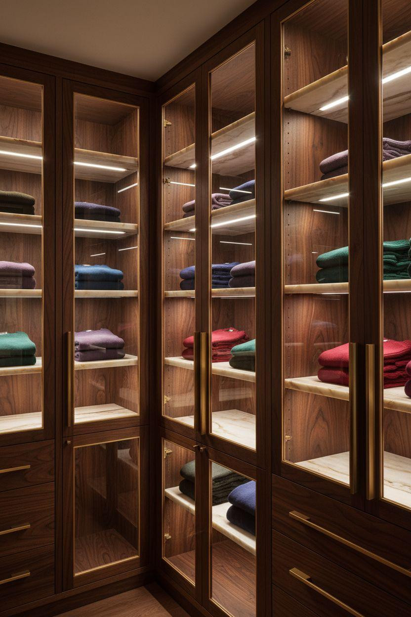 Sliding Wardrobe Design Bedroom Ideas - backlit alabaster shelves