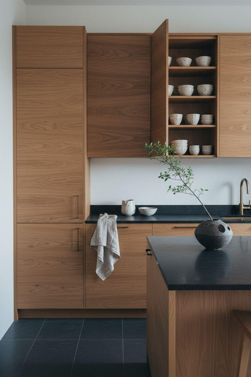 japandi kitchen design zen style with bonsai