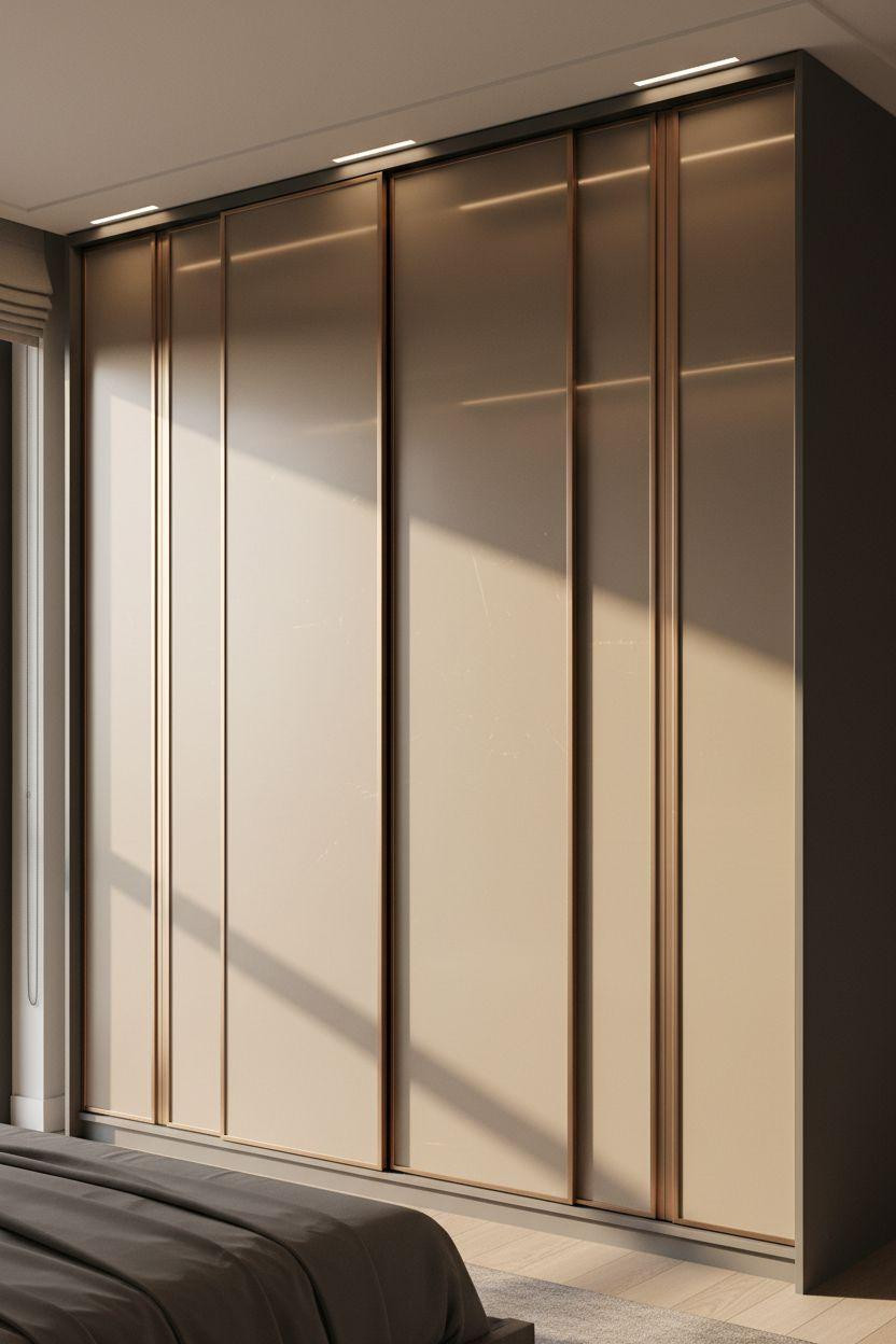 Sliding Wardrobe Design Bedroom Ideas - frameless glass with bronze panels