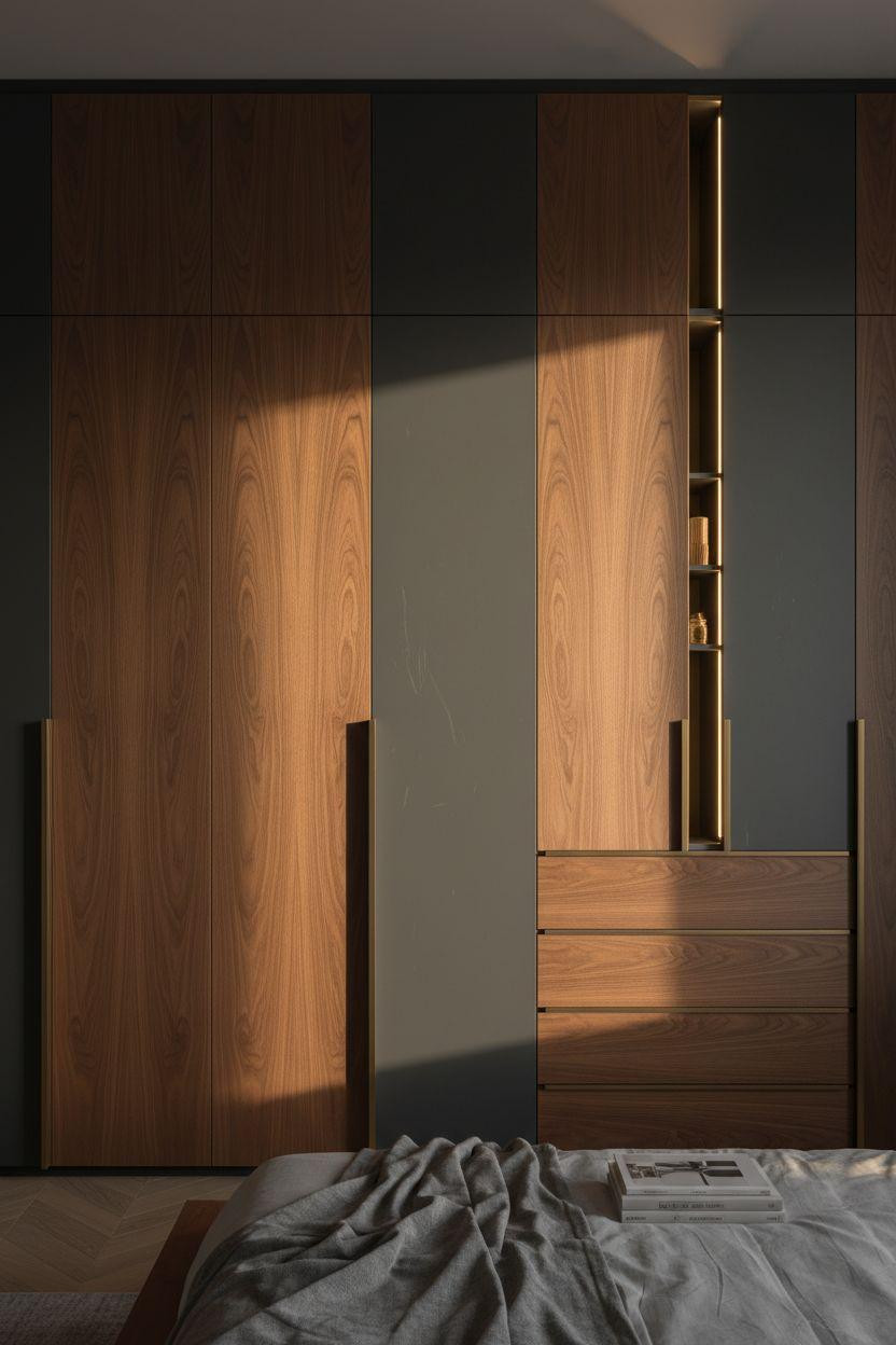 Sliding Wardrobe Design Bedroom Ideas - push to open matte panels