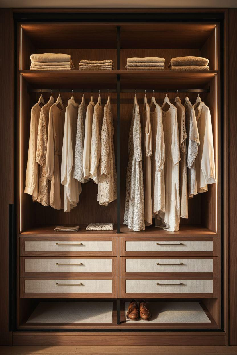 Sliding Wardrobe Design Bedroom Ideas - organized wardrobe compartments