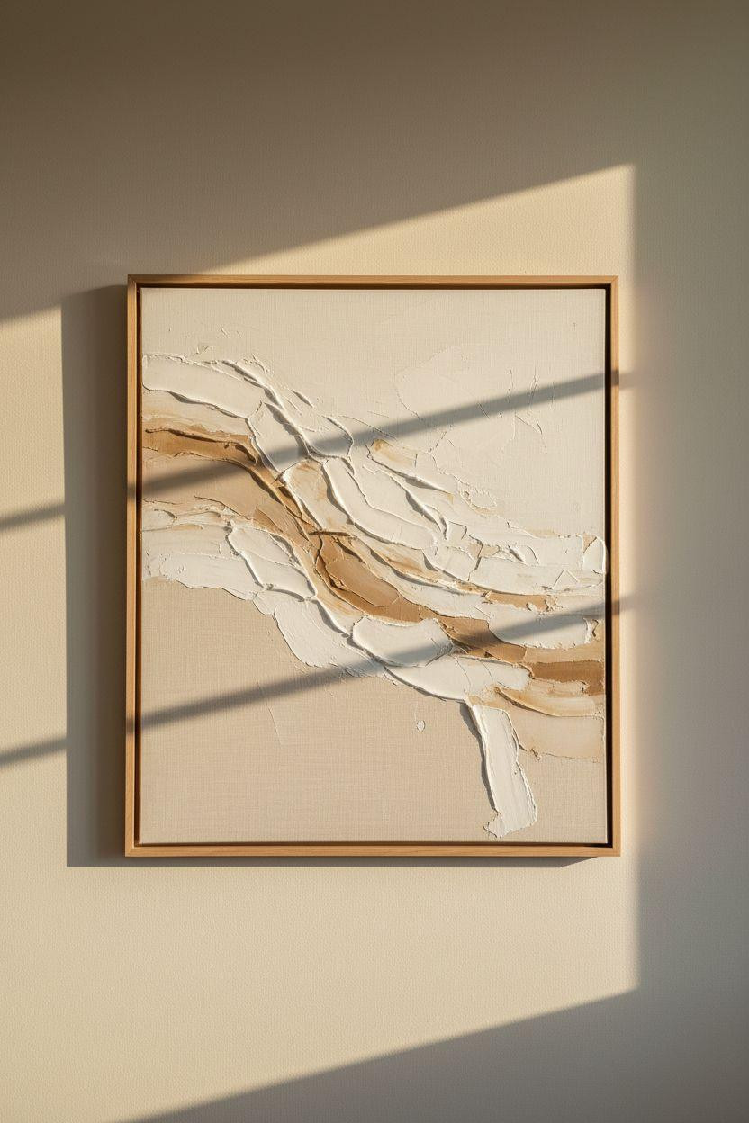 Neutral Bedroom Decor - oversized abstract canvas in neutral tones