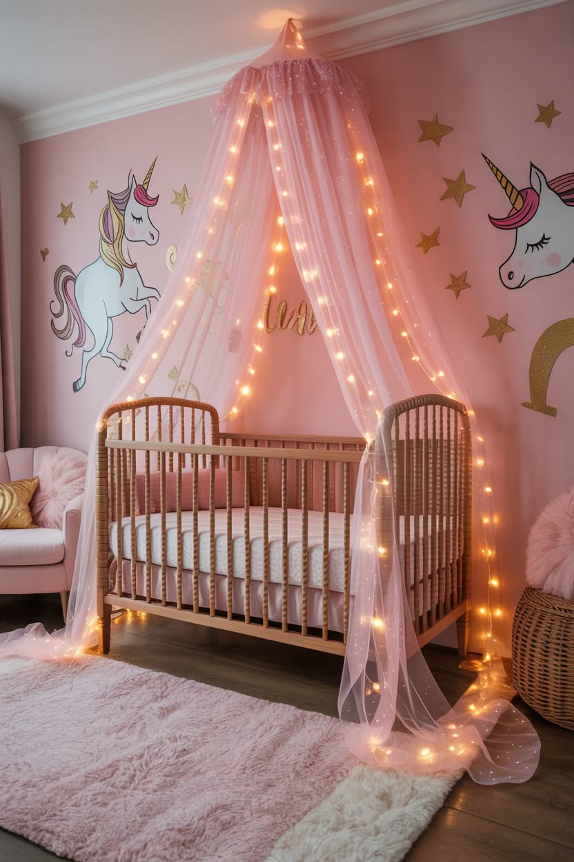 lavender cottage nursery with floral bedding vintage frames and white distressed crib