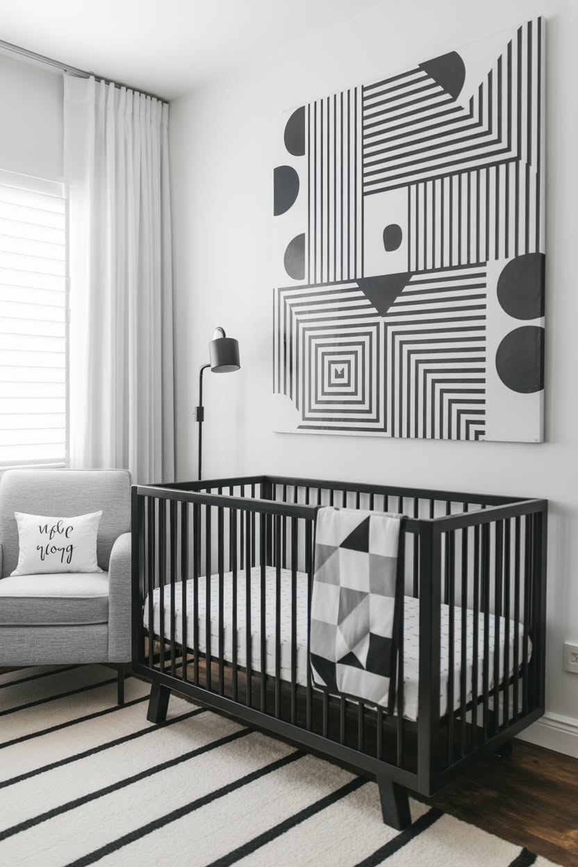 Safari adventure nursery with wooden world map wall art, mountain mural, and giraffe stuffed animal