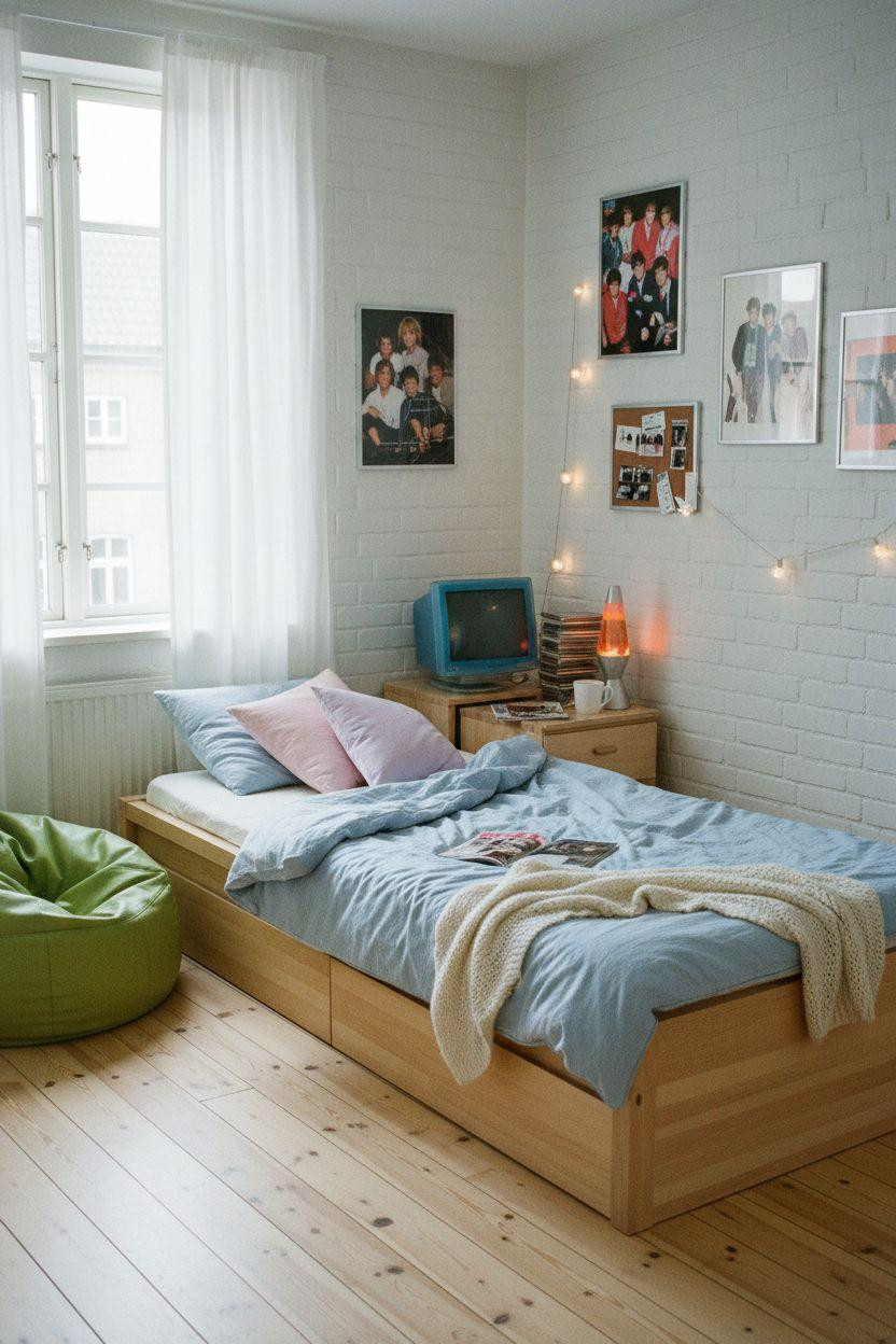 2000s room ideas with Scandinavian furniture and pastel colors