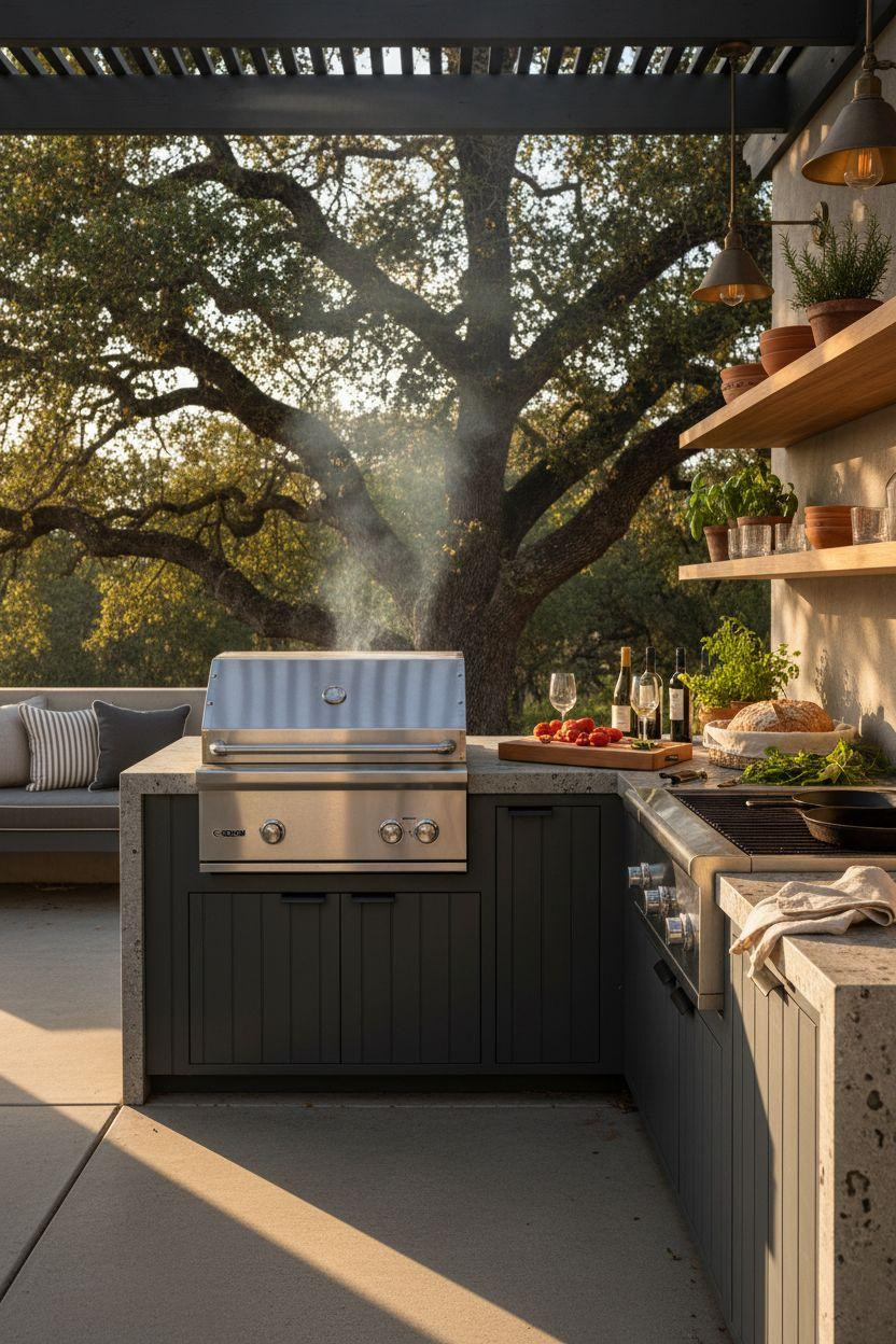 Backyard Outdoor Kitchen - covered Sonoma design with wine country details