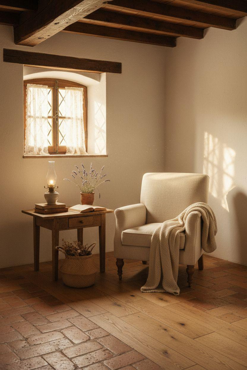 Bloxburg Cottage reading corner with armchair