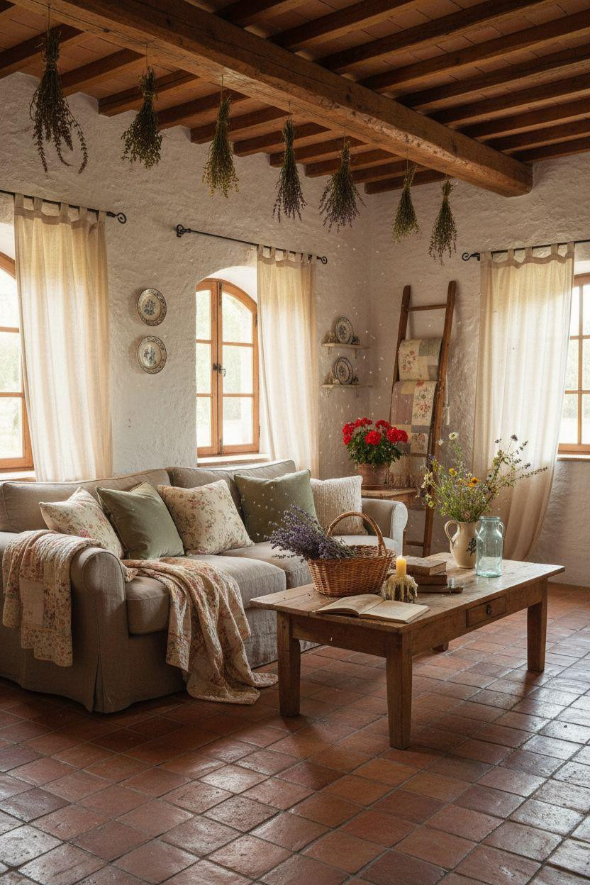 Bloxburg Cottage living room with stone walls