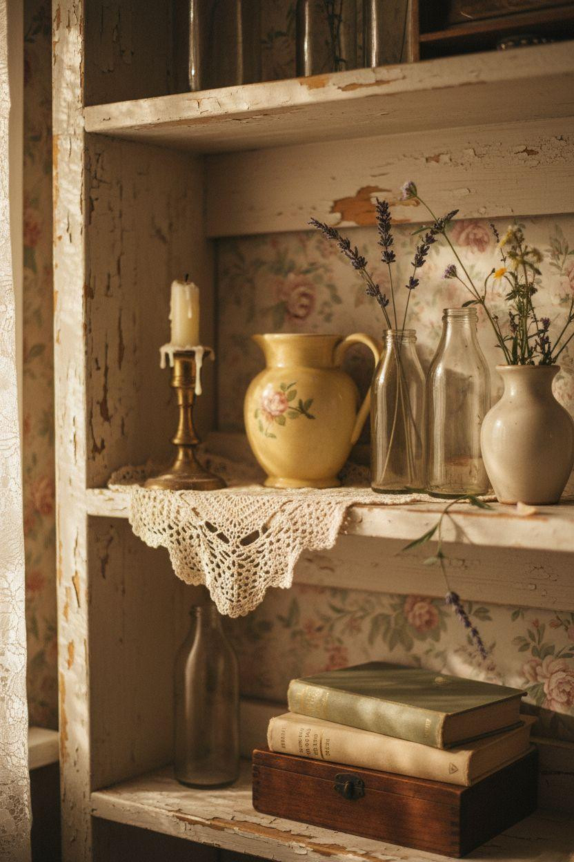 Bloxburg Cottage nostalgic shelf styling