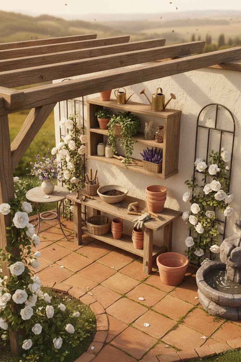 Bloxburg Cottage garden workspace from above