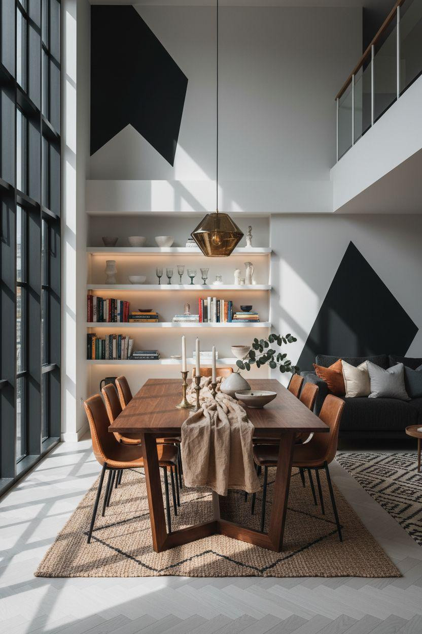 Bloxburg Dining Room with geometric patterns and open plan design