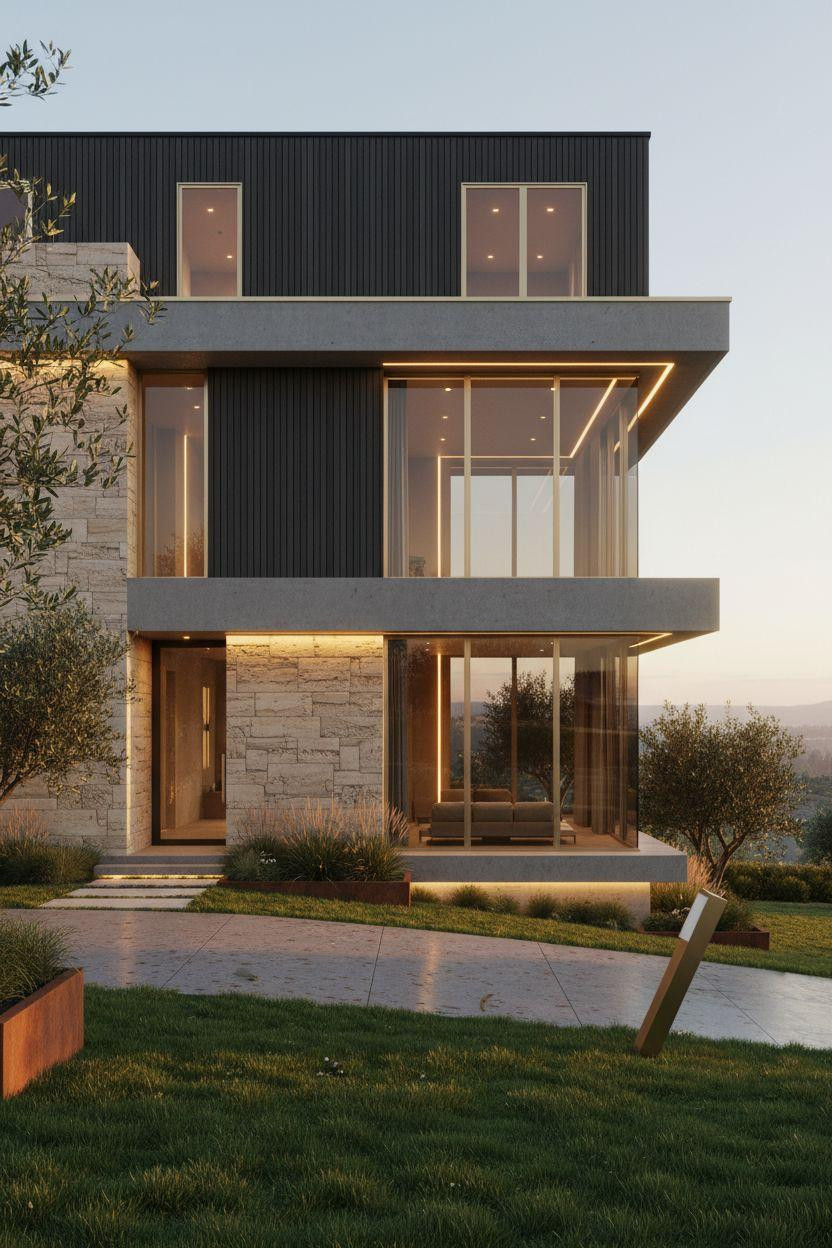 Bloxburg House Ideas Exterior - textured stone facade