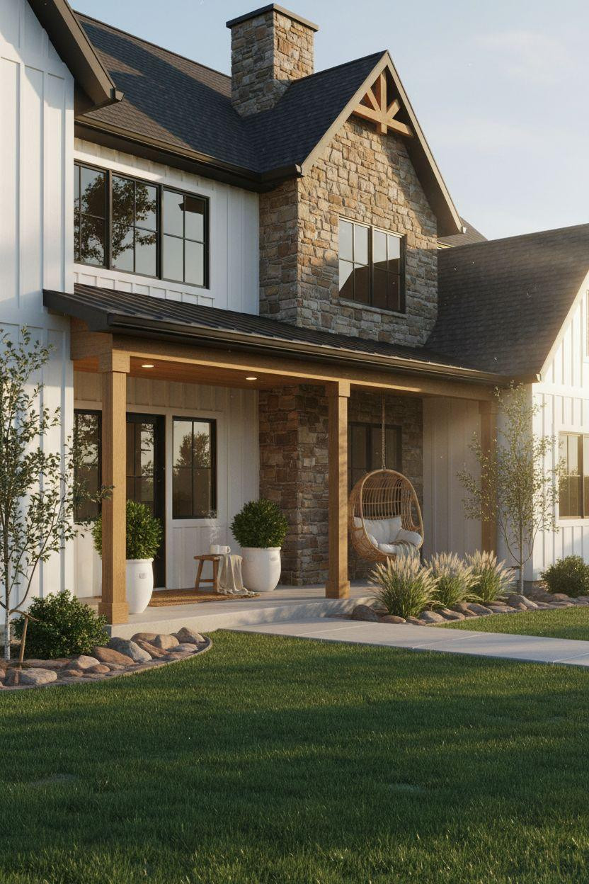 Bloxburg House Ideas Exterior - modern farmhouse with porch