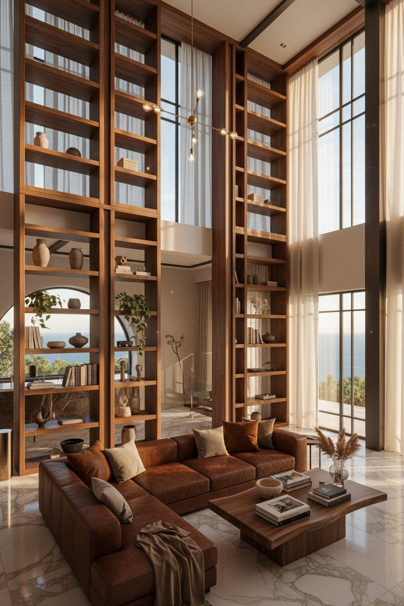 Bloxburg House Layouts - Mediterranean villa with tall shelving