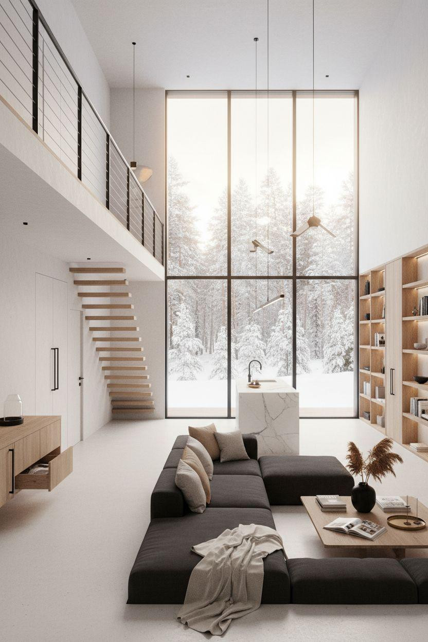 Bloxburg House Layouts - minimalist Scandinavian villa interior