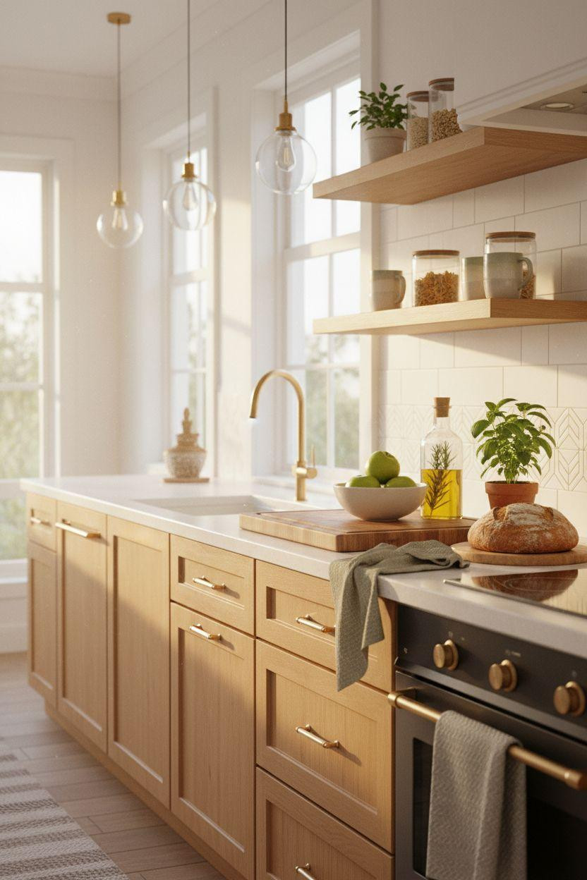 Bloxburg Kitchen Ideas - modern kitchen with geometric gold decals