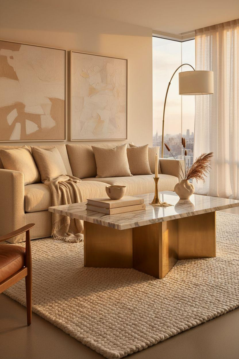 centre table living room modern luxury furniture - marble and brass statement piece