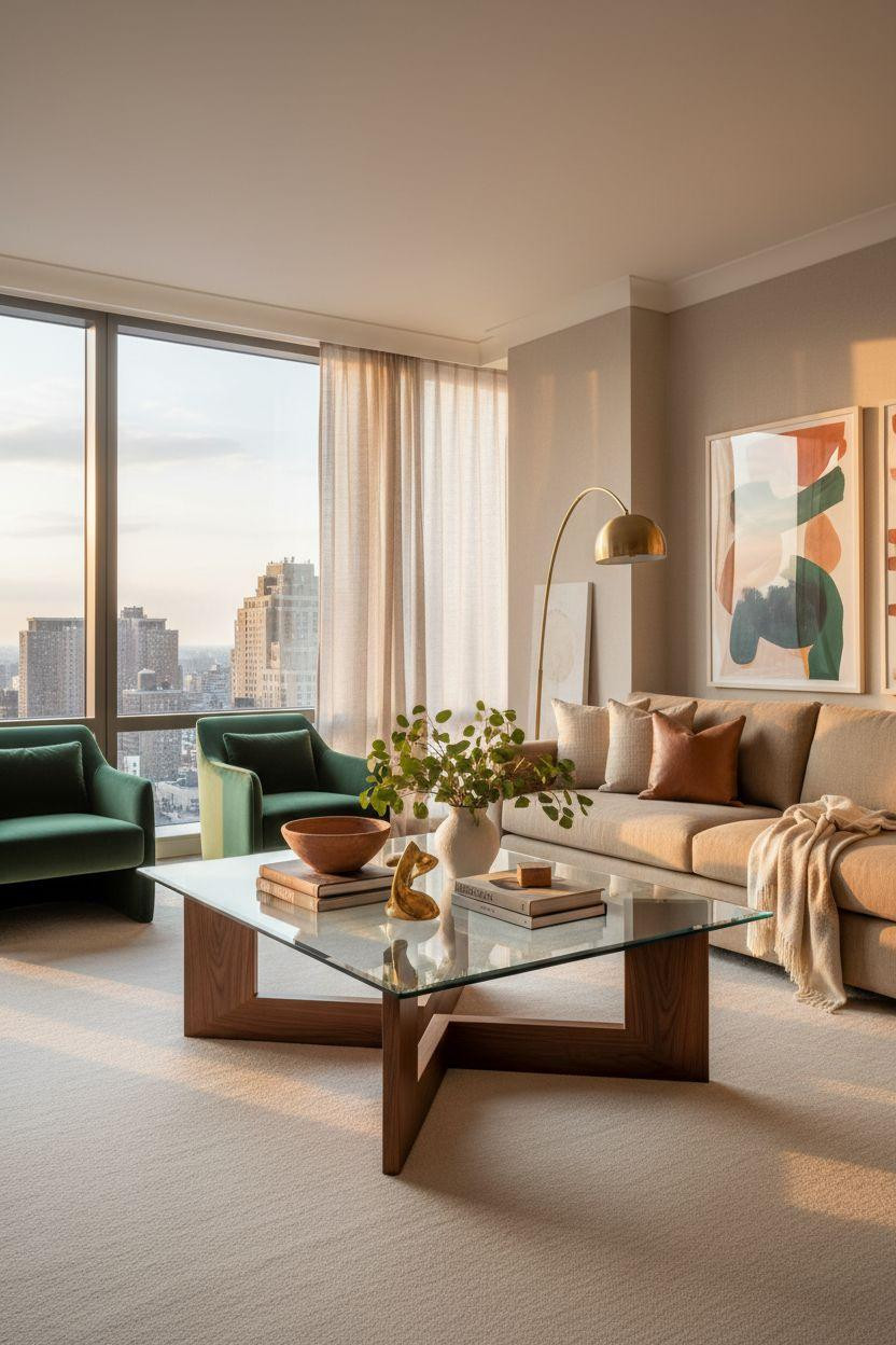 centre table living room modern luxury furniture - walnut with glass top