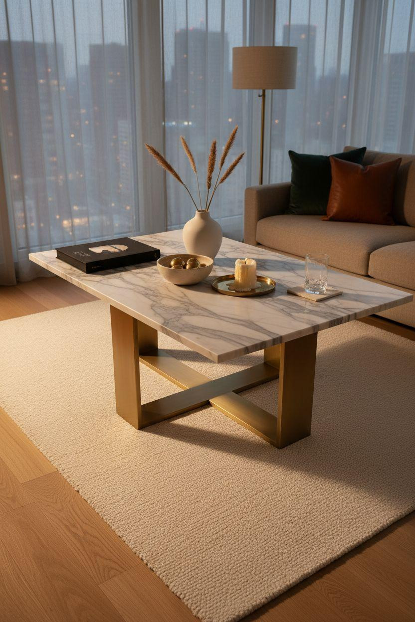 centre table living room modern luxury furniture - Art Deco brass geometry