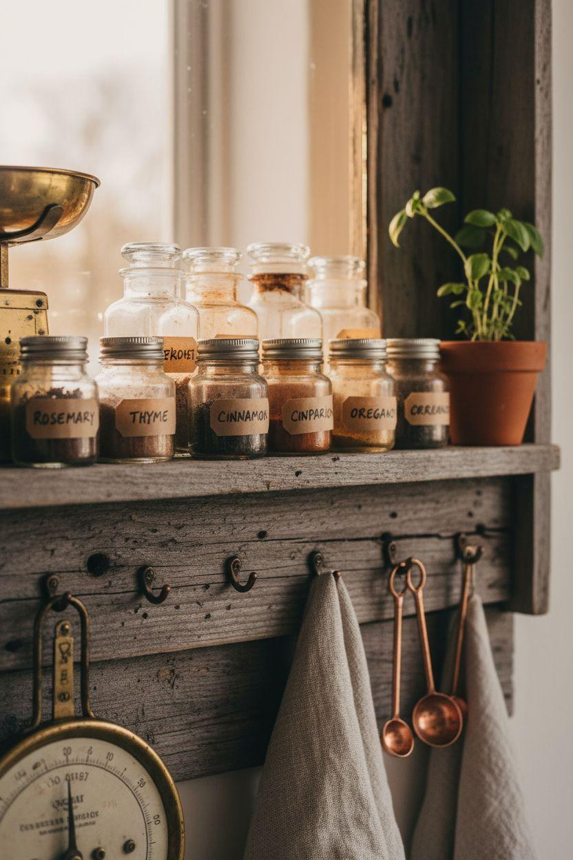 Tiny Farmhouse Kitchen spice organization