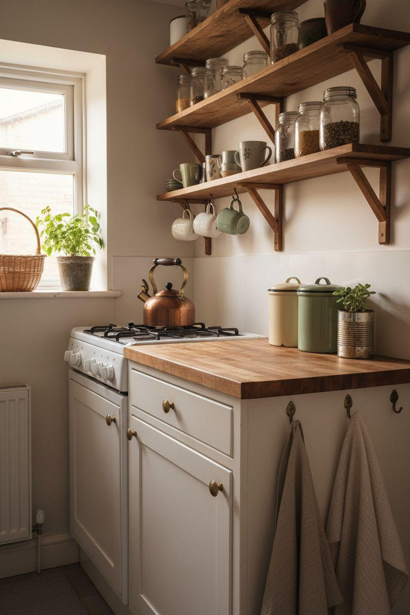 tiny kitchen ideas on a budget with secondhand furniture