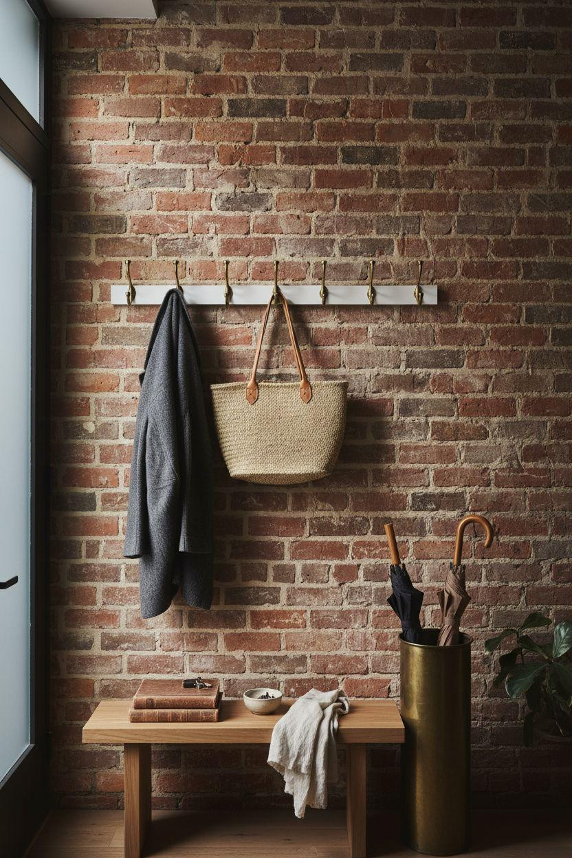 Coat Rack Entryway industrial Brooklyn style with exposed brick